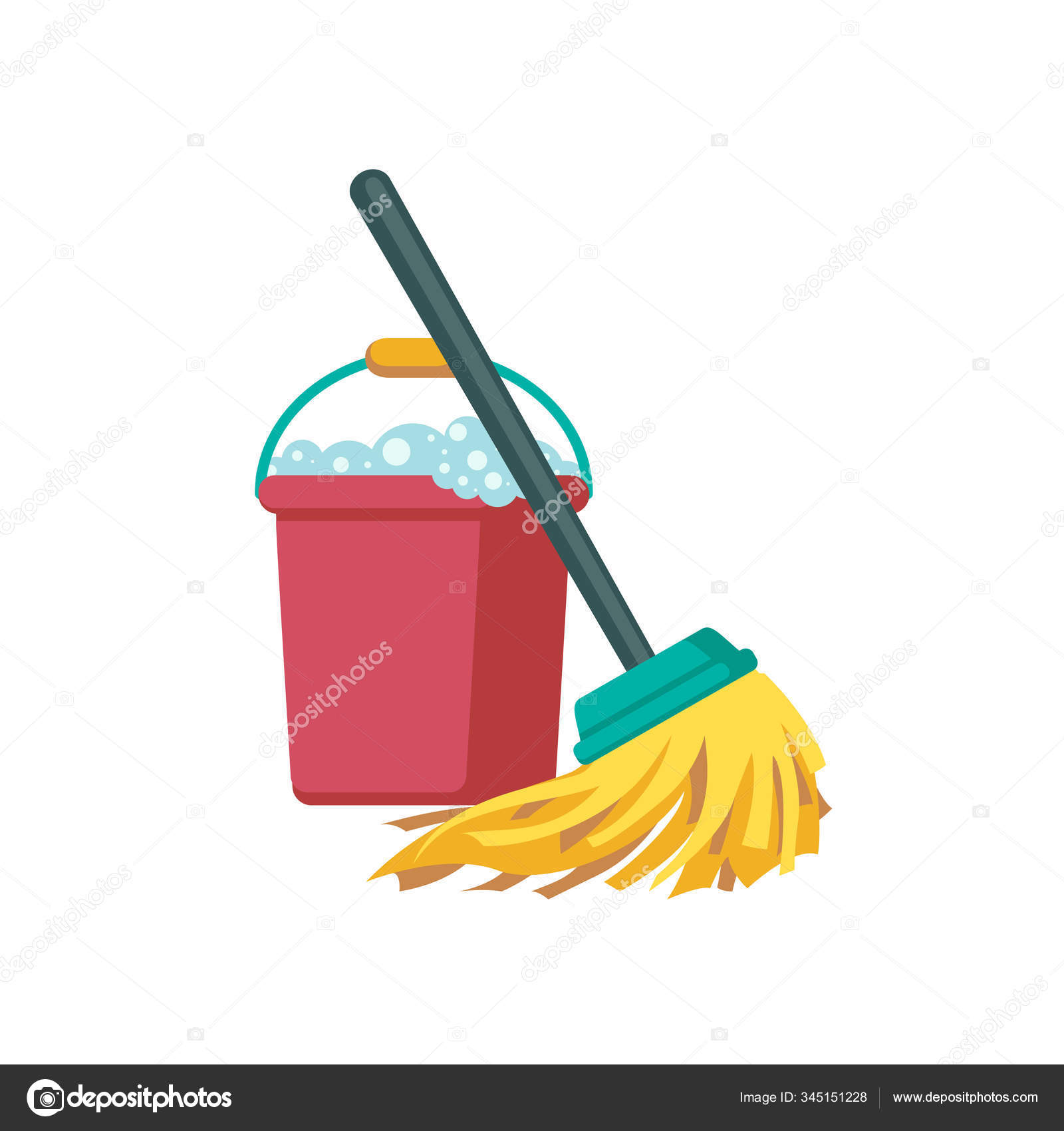 Vector bucket and mop. Cleaning Icon Stock Vector by ©Ukususha